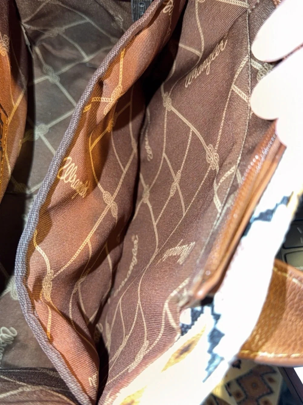 Wrangler Tan and Brown Geometric Tote